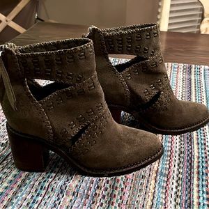 Deep green suede boots